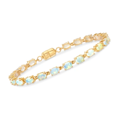 Ross-simons Ethiopian Opal Tennis Bracelet In 18kt Gold Over Sterling In White