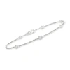 Ross-simons Bezel-set Diamond Station Bracelet In Sterling Silver In Silver