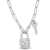 MIMI & MAX PAPER CLIP LINK NECKLACE W/LOCK AND KEY CLASP IN STERLING SILVER- 20 IN.