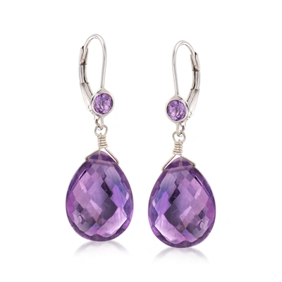 Ross-simons Amethyst Drop Earrings In Sterling Silver In Purple