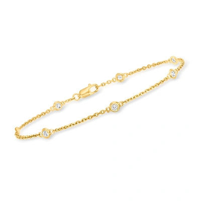 Ross-simons Bezel-set Diamond Station Bracelet In 18kt Gold Over Sterling In Multi