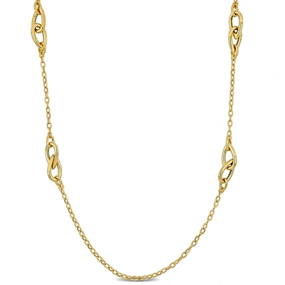 Mimi & Max Double Pear Shape Link Station Necklace In Yellow Silver- 23+2 In. In Gold