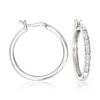 Ross-simons Diamond Hoop Earrings In Sterling Silver In Silver