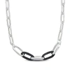 Mimi & Max Oval Link Necklace W/ Black Sparkle Enamel In Sterling Silver - 18+2 In. In Black