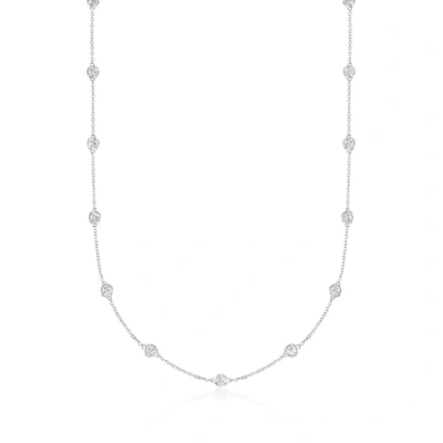 Ross-simons Bezel-set Diamond Station Necklace In 14kt White Gold