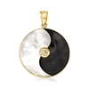 Ross-simons Mother-of-pearl And Black Agate Yin-yang Pendant In 14kt Yellow Gold In Black