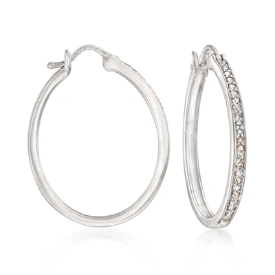 Ross-simons Diamond Hoop Earrings In Sterling Silver