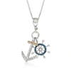 Ross-simons Multicolored Diamond Anchor And Wheel Necklace In Sterling Silver In Silver