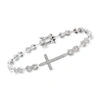 Ross-simons Diamond Cross And Infinity Symbol Link Bracelet In Sterling Silver In Silver