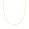 Rs Pure Ross-simons Italian 14kt Yellow Gold Bead And Heart Station Necklace In White