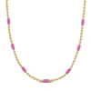 Mimi & Max Pink Enamel Ball Link Necklace In Yellow Silver - 15+2 In. In Pink