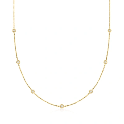 Rs Pure Ross-simons Diamond Station Necklace In 14kt Yellow Gold