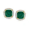 Ross-simons Emerald And . Diamond Earrings In 18kt Gold Over Sterling In Green
