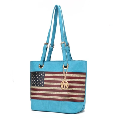 Mkf Collection By Mia K Vera Vegan Leather Patriotic Flag Pattern Women's Tote Bag In Blue