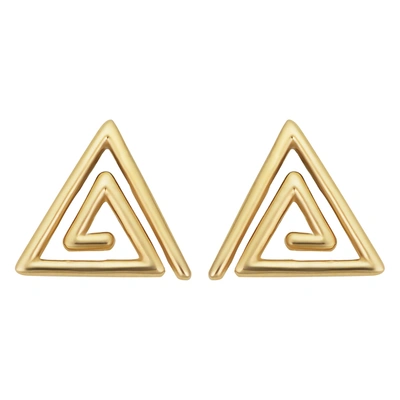 Fremada 14k Yellow Gold Triangle Swirl Stud Earrings