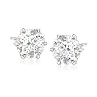 Ross-simons Moissanite Stud Earrings In Sterling Silver