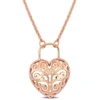 Mimi & Max Pink Heart Lock Charm Pendant W/ Chain In 18k Rose Gold Plated Silver - 16+3 In. In Gold