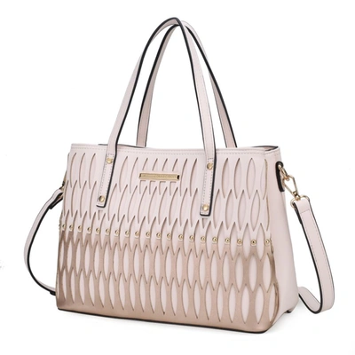 Mkf Collection By Mia K Quinn Triple Compartment Color Block Tote Bag In Beige
