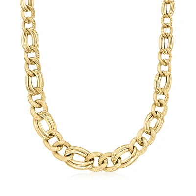 Canaria Fine Jewelry Canaria 8-12mm 10kt Yellow Gold Graduated Figaro-link Necklace In Multi