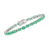 Ross-simons Emerald Tennis Bracelet In Sterling Silver In Silver