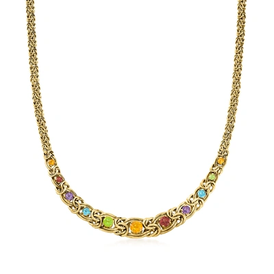 Ross-simons Multi-gemstone Graduated Byzantine Necklace In 18kt Gold Over Sterling