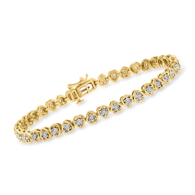 Ross-simons Diamond Heart Tennis Bracelet In 18kt Gold Over Sterling In White