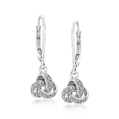 Ross-simons Diamond-accented Love Knot Drop Earrings In Sterling Silver