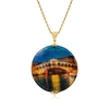Ross-simons Italian Multicolored Murano Glass Rialto Bridge Pendant Necklace In 18kt Gold Over Sterling In Blue