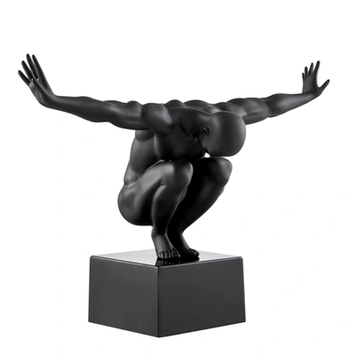 Finesse Decor Small Saluting Man Resin Sculpture 17" Wide X 10.5" Tall In Black