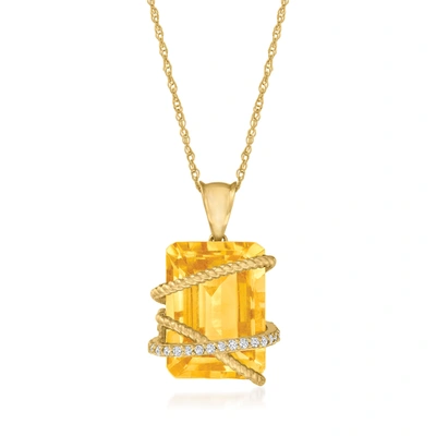 Ross-simons Citrine And . Diamond Pendant Necklace In 14kt Yellow Gold In Multi