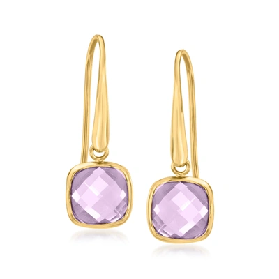 Canaria Fine Jewelry Canaria Amethyst Drop Earrings In 10kt Yellow Gold In Pink