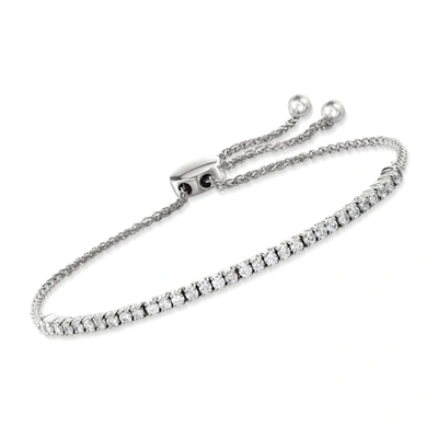 Ross-simons Diamond Line Bolo Bracelet In 14kt White Gold In Silver