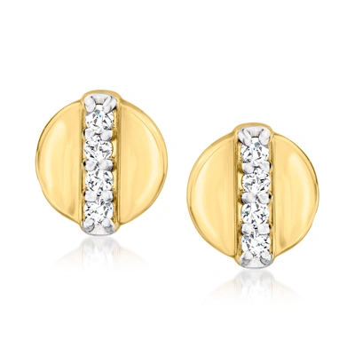Canaria Fine Jewelry Canaria Diamond-accented Circle Earrings In 10kt Yellow Gold In Silver