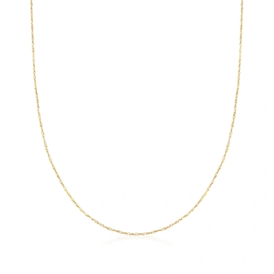 Ross-simons Italian .8mm 14kt Yellow Gold Adjustable Singapore Chain Necklace
