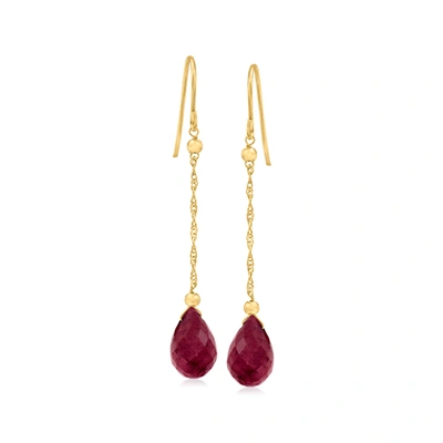 Canaria Fine Jewelry Canaria Ruby Teardrop Earrings In 10kt Yellow Gold In Red