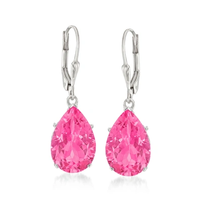 Ross-simons Pink Topaz Drop Earrings In Sterling Silver