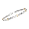 Ross-simons Sterling Silver And 14kt Yellow Gold Cuban-link Bracelet In Silver
