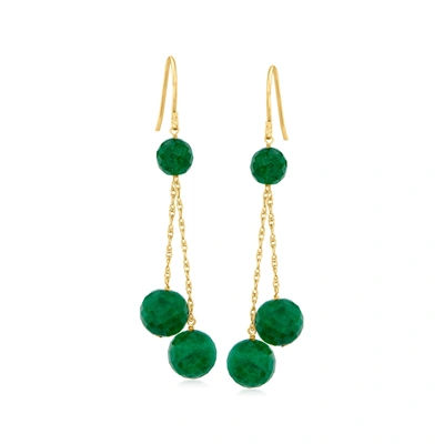 Canaria Fine Jewelry Canaria Emerald Bead Drop Earrings In 10kt Yellow Gold In Green