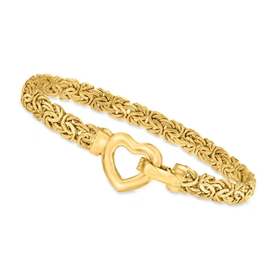 Canaria Fine Jewelry Canaria 6mm 10kt Yellow Gold Byzantine Bracelet With Heart Clasp