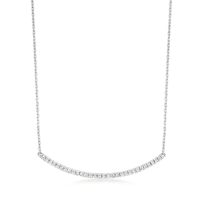 Rs Pure By Ross-simons Diamond Curved Bar Necklace In Sterling Silver
