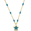 Mimi & Max Womens 14k Yellow Gold Blue Star Necklace W/ Spring Ring Clasp - 16+2 In. In Blue