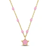 Mimi & Max Womens 14k Yellow Gold Pink Enamel Star Necklace W/ Spring Ring Clasp - 16+2 In. In Pink