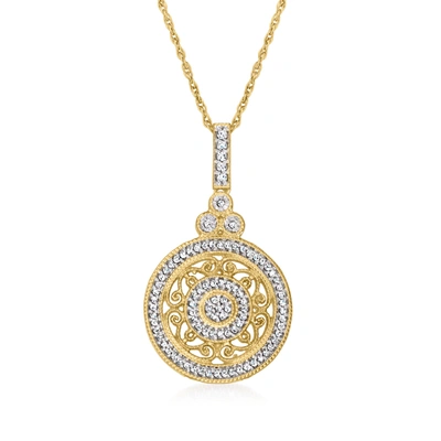 Ross-simons Diamond Openwork Circle Pendant Necklace In 18kt Gold Over Sterling In Silver