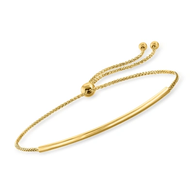 Rs Pure Ross-simons 14kt Yellow Gold Round Bar Bolo Bracelet In White