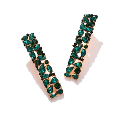 Sohi Women Green Color Gold Plated Designer Stone Drop Earring In Blue