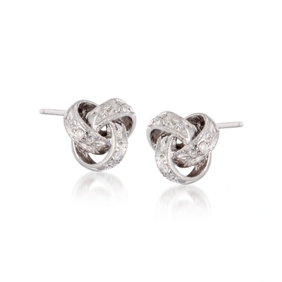 Ross-simons Diamond Accent Love Knot Earrings In 14kt White Gold In Silver