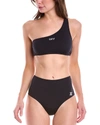 Off-white Off Stamp Lycra One Shoulder Bikini Set In Black