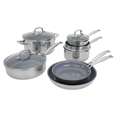 HENCKELS CLAD H3 10-PC STAINLESS STEEL CERAMIC NONSTICK COOKWARE SET