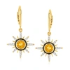 Ross-simons Citrine And . White Topaz Sun Drop Earrings In 18kt Gold Over Sterling In White