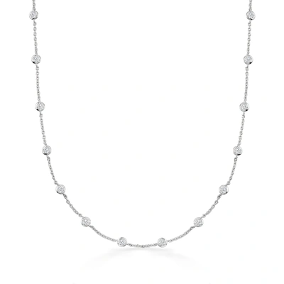 Ross-simons Bezel-set Cz Station Necklace In Sterling Silver